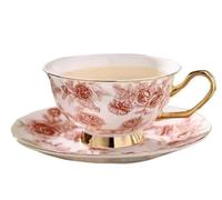 KazeRyu Handmade Ceramic Coffee Mug & Saucer Set - Blue Roses Pottery - 200ml for Coffee, Tea & Oat Milk(3)