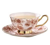 KazeRyu Handmade Ceramic Coffee Mug & Saucer Set - Blue Roses Pottery - 200ml for Coffee, Tea & Oat Milk(5)