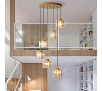 kazeRyu Modern Large Crystal Chandelier - Luxury Rain Drop 6-Light Hanging Lighting for Entryway, Flush Mount Ceiling Fixture(B,9 Lights)