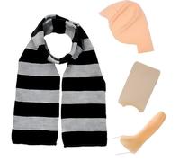 KAZGVN Bald Cap, Halloween Costume, 4 PCS Adult Bald Caps Set with Scarf Bald Cap Long Nose Hair Nets, Bald Caps for Cosplay Halloween Party Adult Children's Pretend Play