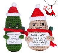 KAZGVN Emotional Support Gift, 2 PCS Emotional Support Pickle Doll With Card, Cute Potato for Christmas Birthday Gifts Friends Party Decoration emotional support plant (Cucumber & Potato)