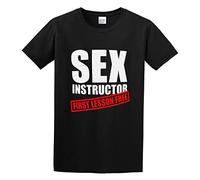 KAZHILAN Sex Instructor First Lesson Free Unisex 100% Cotton Short-Sleeve T-Shirts Black XXL