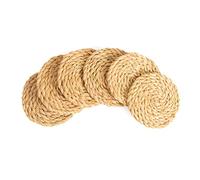 KAZI Essentials Boho Coasters for Drinks - Set of 6, Natural Wicker Raffia Woven Coasters, Eco-Friendly Handmade by African Artisans, Housewarming Gift, Coastal, Cottage Décor (Natural Raffia)