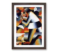 Kazimir Malevich The Woodcutter Framed Print | A2 Walnut Framed Wall Art | Ready to Hang | Modern Nature Picture | Living Room Bedroom Lounge Office