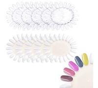 KAZIPOP 10Pcs False Nail Swatches Wheels Nail Polish Display Wheel Nail Display Color Sample Swatch Wheel Plastic Nail Art Color Tester Wheels for Color Show (Clear-Natural-Oval)