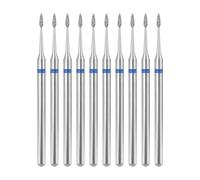 KAZIPOP 10PCS Nail Drill Bits Two-Way Rotation Hard Alloy Gel Polish Remover Tool ISO Standard Diameter Compatible with Most Nail Drill Machines (Mini Flame Shape Diamond Cuticle Clean, M)