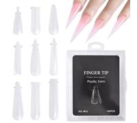 KAZIPOP 120PCS Nail Tips Extension Kit 9 Shapes Full Cover False Nails for Gel & Acrylic Reusable Nail Forms for DIY Manicure & Salon Use (19, 2)
