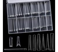 KAZIPOP 180PCS No C Curve Nail Tips 12 Sizes 6 Shapes 5XL Strong Acrylic/Gel Fake Nails Thick No Trace Tips for Long-Lasting Salon Extensions (03#)