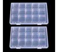 KAZIPOP 2 Pack Diamond Painting Bead Storage Containers 15 Compartments Plastic Rhinestone Organizer Container Case Organize Nail Art Jewelry Nail Decorations
