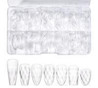 KAZIPOP 3D Diamond Acrylic Nail Tips 120PCS Press on Nails 7 Styles 12 Sizes Long Lasting Full Cover False Nails for Salon Home DIY Manicure Nail Art Extensions (02)