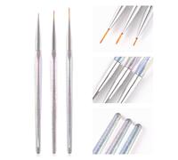 KAZIPOP 3PCS Nail Art Liner Brush Set Orange Pink Clear Set Nylon Bristles Acrylic Marble Handle with Metal Ferrule for Gel Acrylic Nails Fine Detailing Striping Line Drawing (Transparent)