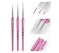 KAZIPOP 3PCS Nail Art Liner Brush Set Orange Pink Clear Set Nylon Bristles Acrylic Marble Handle with Metal Ferrule for Gel Acrylic Nails Fine Detailing Striping Line Drawing (Pink)