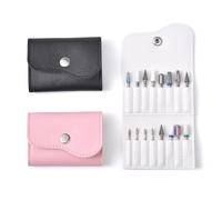 KAZIPOP 3Pcs Nail Drill Bits Organizer 16 Holes Nail Drill Bit Holder Bag PU Leather Wallet for Manicure Tools Thickened Nail Drill Bit Storage Bag (Not Include Nail Drill Bits)