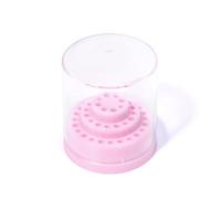 KAZIPOP 48 Slots Nail Drill Bit Organizer with Cover 5 Color Options Clear Manicure Tool Display Stand for Nail Art Salon & Home Storage Portable Nail Drill Bits Case Holder (Pink)