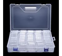 KAZIPOP Bead Storage Box Clear Plastic Organizer Containers with Hinged Lids for Bracelet Making Nail Art Seed Beads Stack Craft Case Travel-Friendly Design (45pcs)