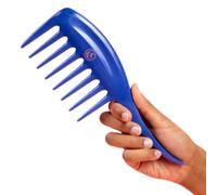 KAZMALEJE Wide Tooth Hair Comb for Detangling Curly, Coily, Kinky Hair | Reduces & Frizz | Works Dry or Wet | Kid-Friendly | Blue