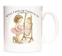 KAZMUGZ 11oz Ceramic Ballet Mug - “When I Grow Up I Want to Be a Dancer” - Gift for Dancers, Ballet Lovers & Boogie Fans - Pink Tutu Girl Design - Comes in Strong White Gift Box