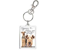 KAZMUGZ AIREDALE TERRIER KEYRING, Happiness Is Sharing Your Life With An Airedale Terrier Novelty Gift Key chain