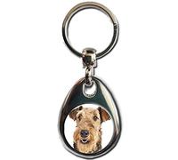 KAZMUGZ AIREDALE TERRIER KEYRING. Heavy quality metal gift keyring. Double sided keychain. Puppy Dog Pet gift.