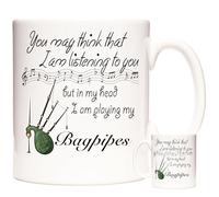 KAZMUGZ Bagpipe Player Gift Coffee Mug. 11oz Ceramic Mug You May Think I Am Listening to You But in My Head I Am Playing My Bagpipes