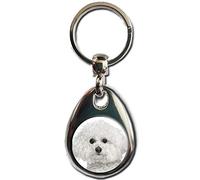 KAZMUGZ BICHON FRISE KEYRING. Heavy quality metal gift keyring. Double sided keychain. Dog gift.