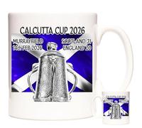 KAZMUGZ Calcutta Cup 2026 Commemorative Mug - 11oz Ceramic Rugby Mug - Scotland vs England Murrayfield Match Gift - Scottish Flag Trophy Design - Gift for Rugby Fans & Collectors