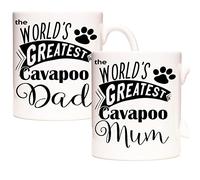 KAZMUGZ Cavapoo Mug Set. World's Greatest Cavapoo Mum Mug and World's Greatest Cavapoo Dad Mug. Two Piece Set. Coffee Mugs for Cavapoo Dog Owners. Tea Mugs for Cavapoo Parents