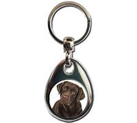 KAZMUGZ CHOCOLATE LABRADOR KEYRING. Heavy quality metal gift keyring. Double sided keychain. Puppy Dog Pet gift.