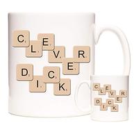 KAZMUGZ CLEVER DICK MUG Scrabble Letter Character Mug. Gift for very clever and smart people