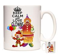 KAZMUGZ CLOWN MUG, Keep Calm and Love Clowns, Gift for People who love The Circus, Birthdays, Easter, Christmas or any other celebration. Can Be Personalised.