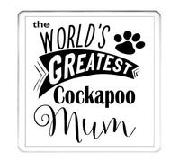 KAZMUGZ Cockapoo Coaster. World's Greatest Cockapoo Mum Mug Mat. Gift for Cockapoo Mums. 10cm x 10cm Acrylic.