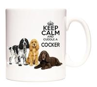 KAZMUGZ Cocker Spaniel Gift for Dog Lovers - Keep Calm and Cuddle a Cocker Mug - 11oz Ceramic Coffee Cup with Spaniel Design - Present for Birthdays, Christmas & Pet Owners