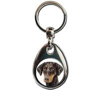 KAZMUGZ Doberman Dog KEYRING. Heavy quality metal gift keyring. Double sided keychain. Puppy Dog Pet gift.