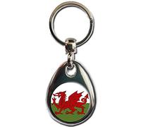 KAZMUGZ FLAG OF WALES KEYRING. Welsh Dragon Gift Keyring. Heavy Quality Metal. Double Sided. Car Hanging & Bag Charm
