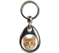 KAZMUGZ GINGER TABBY CAT Keyring. Heavy quality metal gift keyring. Double sided keychain. Cat Kitten Pet gift.