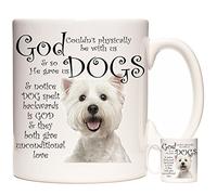 KAZMUGZ GOD GAVE US DOGS Lovely WEST HIGHLAND TERRIER MUG GIFT Tea, coffee or hot chocolate mug. This would make a lovely gift for people who share their homes with westie dogs