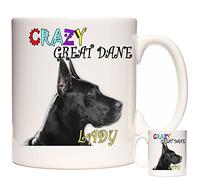 KAZMUGZ GREAT DANE MUG GIFT Tea, coffee or hot chocolate mug. Crazy Great Dane Lady Mug. Can Be Personalised. Matching Great Dane Coaster and Keyring Also Available.