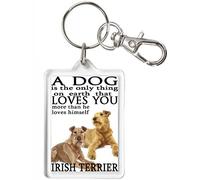 KAZMUGZ IRISH TERRIER KEYRING, A Dog Loves You. Exclusive KazKeyz Design. Affordable Birthday, Christmas, Mother's Day or other celebration Gift. Can Be Personalised.