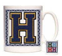 KAZMUGZ LETTER H MUG, monogram H mug, Alphabet Letter H Mug, Birthday or celebration gift for people who's name begins with H. VARSITY LETTER design mug, Stunning Letter H gift.