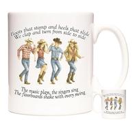 KAZMUGZ Line Dancing Mug - 11oz White Ceramic Gift for Country Dancers - Cowboy Boots & Plaid Design - Funny Poem - Western Dance Theme - Ideal for Line Dancers, Country Fans & Barn Dance Lovers