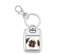 KAZMUGZ PEKINGESE DOG KEYRING. Square Silver Plated Pekingese Picture Key Chain for Pekingese Owners. Pekingese Mum and Pekingese Dad Gift Key Holder. Pekingese Dog Picture Gift