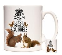 KAZMUGZ Red Squirrel Mug, Keep Calm and Love Red Squirrels. 11OZ Ceramic Mug with Images of Squirrels. Squirrel Gift.
