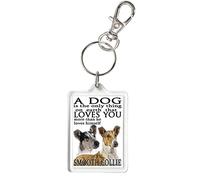 KAZMUGZ SMOOTH COLLIE KEYRING, A Dog Loves You. Excellent affordable Birthday, Christmas, Mother's Day or other celebration Gift. Can Be Personalised.