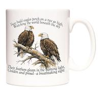 KAZMUGZ Two Bald Eagles Mug - 11oz Ceramic Wildlife Gift, Watercolour Eagle Art, Nature Lover Present, Birdwatcher Coffee Cup