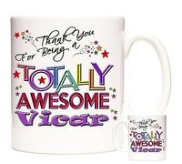 KAZMUGZ Vicar Gift.Ceramic Mug. Thank You for Being A Totally Awesome Vicar. Bridesmaid, Wedding, Religious Gifts.