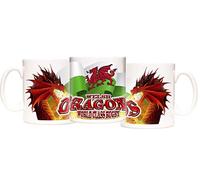 KAZMUGZ Welsh Rugby Mug Welsh Dragons World Class Rugby. Two Dragons and Welsh Flag on a Mug for Welsh Rugby Fans. Can be Personalised