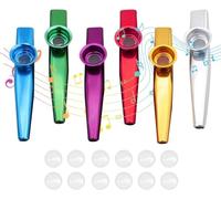 Kazoos Multipack 6 Metal Kazoo with 10 Flute Membrane Gazoo Musical Instruments for Kids Kazoo Toy for Children, Ukulele, Instruments, Guitar, Violin, Piano, Keyboard Drum Kit