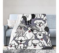 KazUp Blanket Old English Sheepdogs Soft Throw Blanket Warm Blankets Lightweight Fuzzy Flannel Throws for Bed Sofa Couch 80"x60"