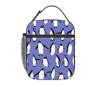 KazUp Cute Penguin Purple, Lunch Bag, Reusable Cooler Bag Durable Insulated Lunch Box Reusable Tote Bag