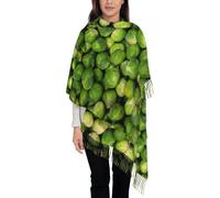 KazUp Green Brussel Sprout Print, Scarf Womens Large Soft Cashmere Feel Shawls Wraps Light Stole 192x75 cm